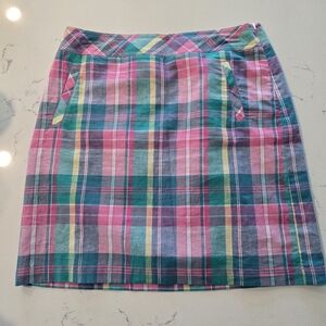 Talbots Pink and Green Plaid Mini Skirt